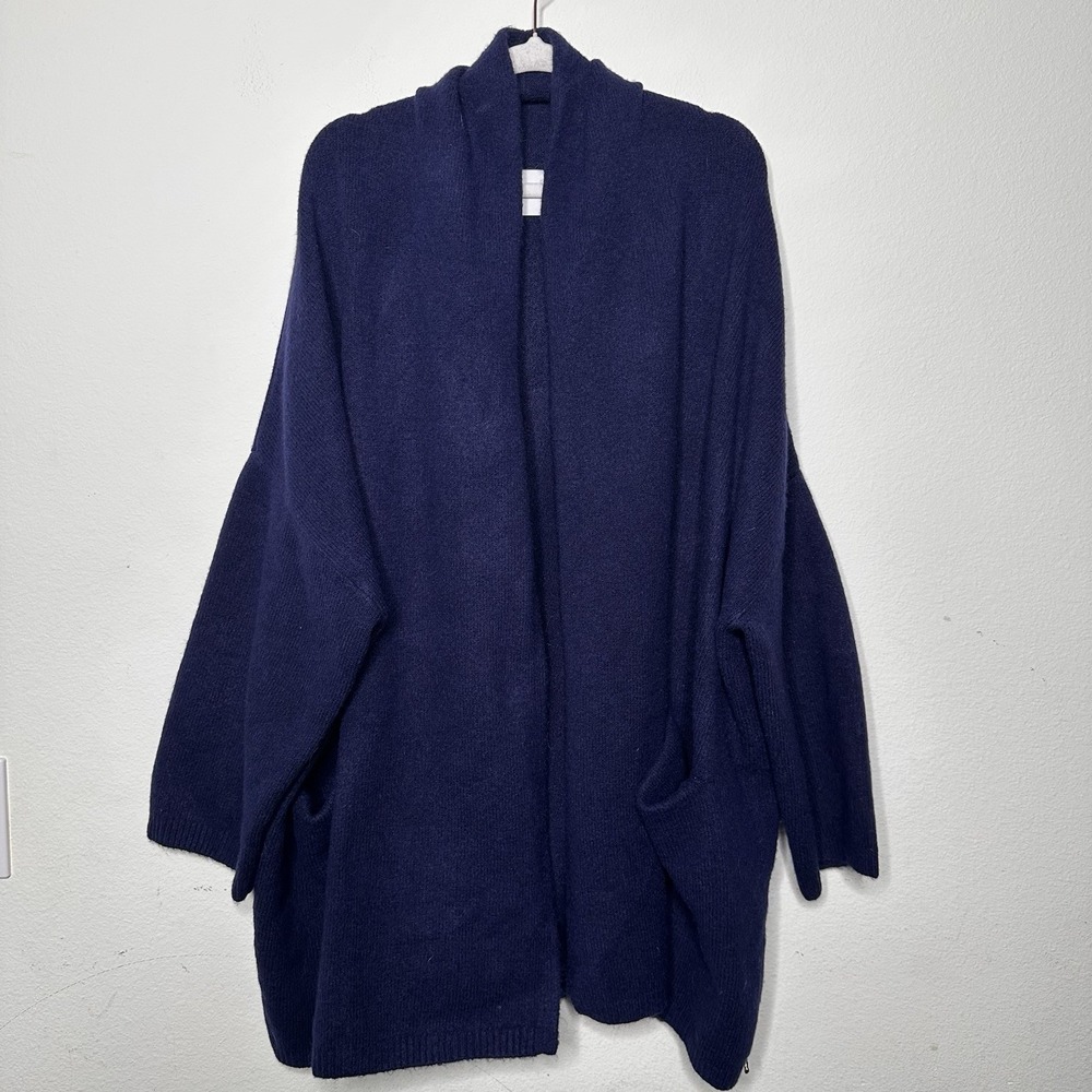 Beryll Women's CASHMERE Cocoon Oversize Cardigan Sweater Navy One Size